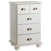 Image de Commode chambre COLMAR L 49 cm en bois massif blanc avec 4 tiroirs, meuble de rangement adulte lasuré