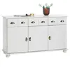 Image de Buffet salle à manger COLMAR L 134 cm en bois massif blanc 3 tiroirs 3 portes avec 2 étagères, meuble rangement