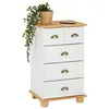 Image de Commode chambre COLMAR L 49 cm en bois massif brun avec 4 tiroirs, meuble de rangement adulte lasuré