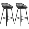 Image de Lot de 2 tabourets de bar IREK chaise haute pour cuisine ou comptoir design retro, en plastique et métal noirs, hauteur d'assise 75
