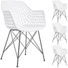 Image de Lot de 4 chaises ALICANTE, en plastique blanc et métal noir