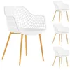 Image de Lot de 4 chaises LUCIA, en plastique blanc et pieds en métal décor chêne sonoma