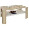 Image de Table basse LORIENT, table de salon rectangulaire avec 1 étagère espace de rangement ouvert, en mélaminé décor chêne sonoma et blanc