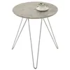 Image de Table d'appoint BENNO table à café table basse ronde bout de canapé design retro vintage pieds épingle en métal chromé, décor béton