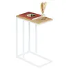 Image de Bout de canapé DEBORA table d'appoint table à café table basse de salon cadre en métal blanc plateau en MDF décor chêne sonoma