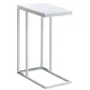 Image de Bout de canapé DEBORA table d'appoint table basse de salon cadre en métal blanc plateau rectangulaire en MDF blanc mat