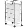 Image de Caisson de rangement sur roulettes GINA 4 tiroirs, en plastique blanc et métal