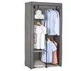 Image de Garde-robe ADAM en tissu gris, avec 2 tringles à vêtements et 3 étagères