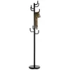 Image de Porte-manteaux MILA portant pour vêtements sur pied hauteur 174 cm socle rond et 8 crochets, meuble d'entrée en métal laqué noir