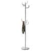 Image de Porte-manteaux MILA portant pour vêtements sur pied hauteur 174 cm socle rond et 8 crochets, meuble d'entrée en métal laqué blanc