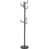 Image de Porte-manteaux MILA portant pour vêtements sur pied hauteur 174 cm socle rond et 8 crochets, meuble d'entrée en métal laqué gris