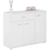 Image de Buffet salle à manger CORLAINE L 88 cm blanc avec 1 tiroir et 3 portes, bahut bas, meuble de rangement