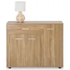 Image de Buffet CORALINE, commode meuble de rangement avec 1 tiroir et 3 portes, en mélaminé décor chêne sonoma