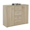 Image de Buffet salle à manger ELODIE L 89 cm coloris chêne sonoma avec 4 tiroirs et 2 portes, bahut bas