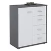 Image de Buffet salle à manger OSCAR L 60 cm en bois coloris gris et chêne sonoma avec 4 tiroirs et 1 porte, meuble de rangement