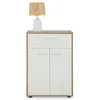 Image de Buffet CALAIS, commode meuble de rangement avec 1 tiroir et 2 portes, en mélaminé décor chêne sonoma et blanc mat