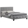 Image de Lit simple JOLIEN, 120 x 190 cm, capitonné avec sommier, revêtement en tissu gris