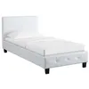 Image de Lit simple REVE, 90 x 190 cm, capitonné avec sommier, revêtement synthétique blanc