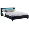 Image de Lit LED double PINOT 140x190 cm, avec sommier, revêtement synthétique noir