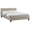 Image de Lit double MATHIEU, 140 x 190 cm, capitonné avec sommier, revêtement en tissu beige