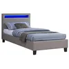 Image de Lit LED simple MOLINA 90x190 cm, avec sommier, revêtement tissu gris