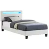 Image de Lit LED simple AUSTIN 90x190 cm, avec sommier, revêtement en tissu blanc