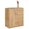 Image de Buffet salle à manger REMY L 60 cm coloris chêne wotan avec 2 portes et 2 tiroirs bahut bas meuble de rangement style moderne