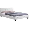 Image de Lit double JOSY, 140 x 190 cm, capitonné avec sommier, revêtement synthétique blanc