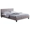 Image de Lit double JOSY, 140 x 190 cm, capitonné avec sommier, revêtement en tissu gris
