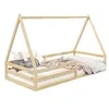Image de Lit cabane sila 90x190 cm, lit simple enfant 1 place type montessori, en pin massif finition naturelle