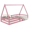 Image de Lit cabane SILA 90 x 190 cm, en pin massif rose