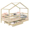 Image de Lit cabane ENA avec tiroirs, 90 x 200 cm en pin massif naturel