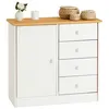 Image de Commode RONDO en pin massif, 4 tiroirs et 1 porte, lasuré blanc/brun
