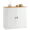 Image de Buffet salle à manger BOLTON L 91 cm bois massif, Blanc et brun