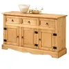 Image de Buffet salle à manger TEQUILA en bois massif L 154 cm avec 3 portes battantes et 3 tiroirs spacieux, coloris teinté ciré
