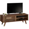Image de Meuble TV SEAN, 4 niches en pin massif lasuré brun foncé