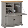 Image de Meuble bar à vin TEQUILA armoire comptoir avec range bouteilles et range verres, bahut de style mexicain en pin massif gris/brun