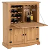 Image de Meuble bar à vin TEQUILA armoire comptoir avec range bouteilles et range verres, bahut de style mexicain en pin massif teinté/ciré
