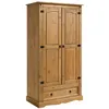 Image de Armoire TEQUILA penderie pour vêtements style mexicain avec 2 portes 1 étagère 1 tiroir, en pin massif finition teintée/cirée
