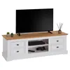 Image de Meuble TV KENT L 144 cm en bois massif - Blanc et brun