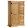 Image de Buffet salle à manger apothicaire TEQUILA L 95 cm en bois massif coloris naturel avec 1 porte battante et 5 tiroirs