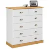 Image de Commode chambre PARIS L 91 cm en bois massif - Blanc et brun