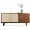 Image de Buffet en bois SIMONA L 175 cm coloris châtaignier avec 4 Tiroirs 2 Portes Coulissantes, pour Salon ou Salle à manger