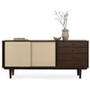 Image de Buffet en bois SIMONA L 175 cm coloris noyer avec 4 Tiroirs 2 Portes Coulissantes, pour Salon ou Salle à manger