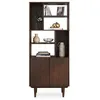 Image de Buffet haut SIMONA H 188 cm en bois massif - Coloris noyer