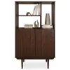 Image de Buffet haut SIMONA 80x133 cm en Bois massif coloris noyer avec 2 Portes et Étagères, Vaisselier en hauteur