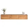 Image de Meuble TV suspendu TECCA L 180 cm 3 portes en bois massif - Coloris chêne