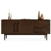 Image de Buffet TECCA L 170 cm 2 portes 3 tiroirs en bois massif - Coloris noyer