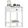 Image de Table de chevet APOANA avec 1 tiroir et 1 tablette, dimensions montées 45 x 55 x 35 cm, pin massif blanc, style naturel