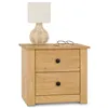 Image de Table de chevet CANCUN H 41 cm en bois massif finition laquée avec 2 tiroirs, table de nuit meuble de rangement